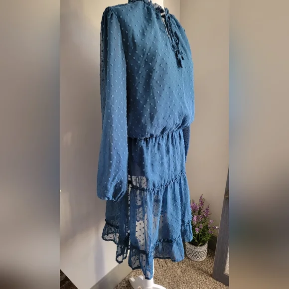 Blue detailed dress - size large - Picture 2 of 6